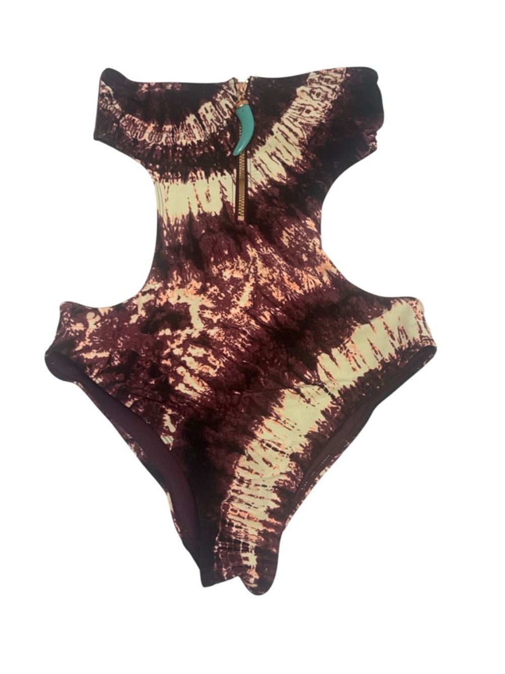 H&M Tie-Dye One-Piece Swimsuit in Maroon and Cream